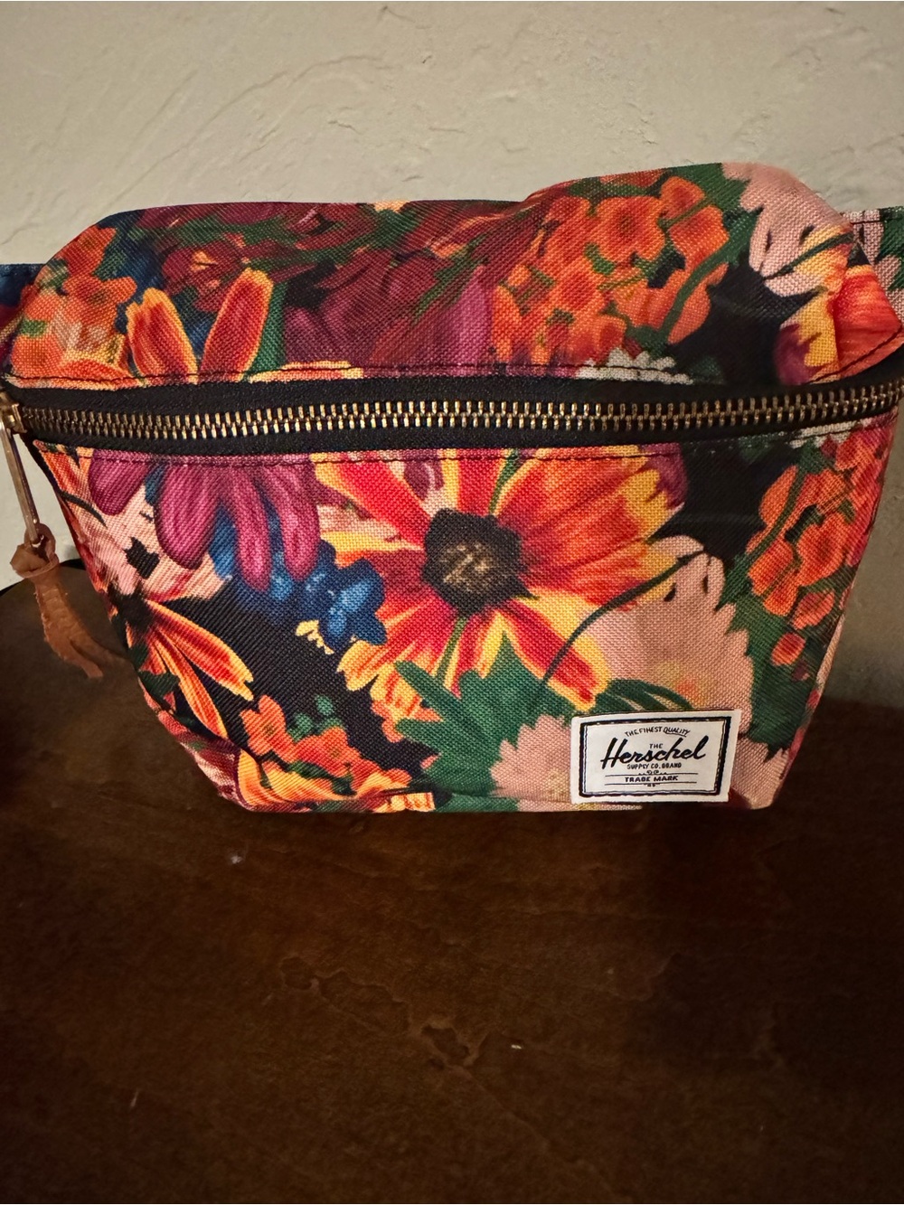Herschel Supply Company Floral Crossbody Bag in Black, Orange, Pink, Green